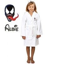 Black Mask Cartoon Design & Custom Name Embroidery on Kids Hooded Bathrobe